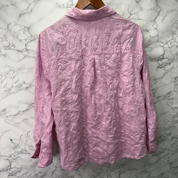 Candace Cameron Bure Regular Button-Front Eyelet Shirt sz L NEW # H380 - Picture 6 of 6